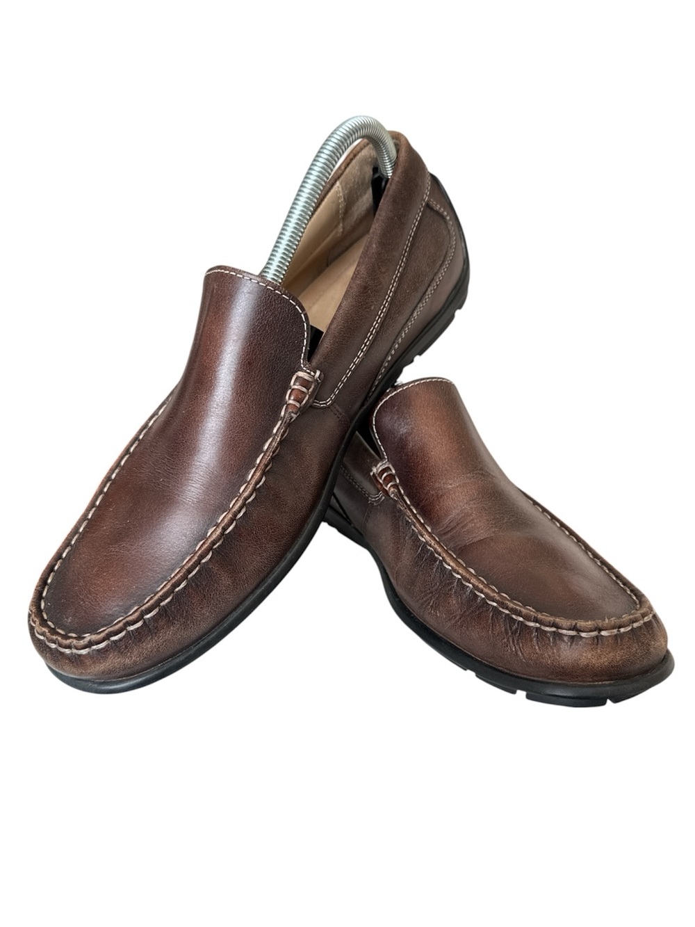 Ecco Leather Loafers Mens 42 Brown Slip On Driving Shoes Comfort Moc Toe Casual